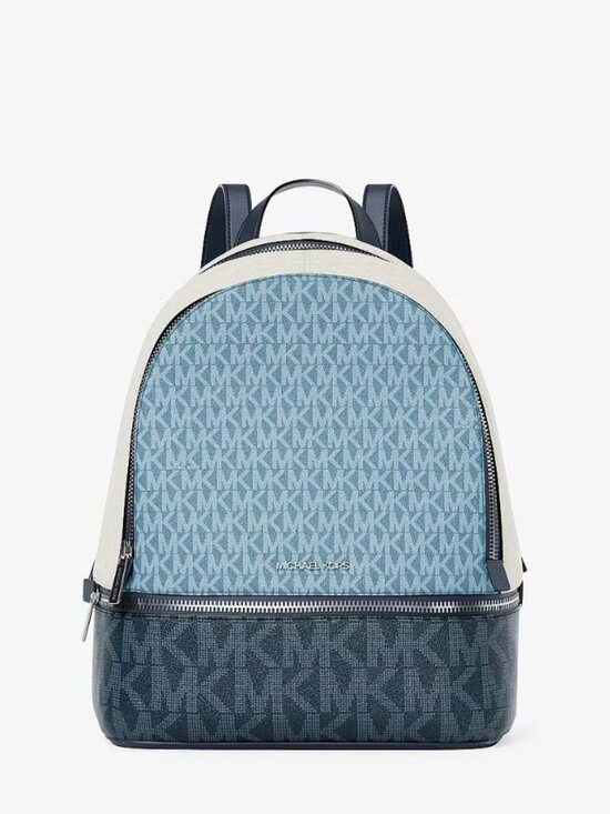 Michael Kors Handbags - NWT Michael Kors Rhea Medium Color-Block Signature Logo Backpack Denim Multi